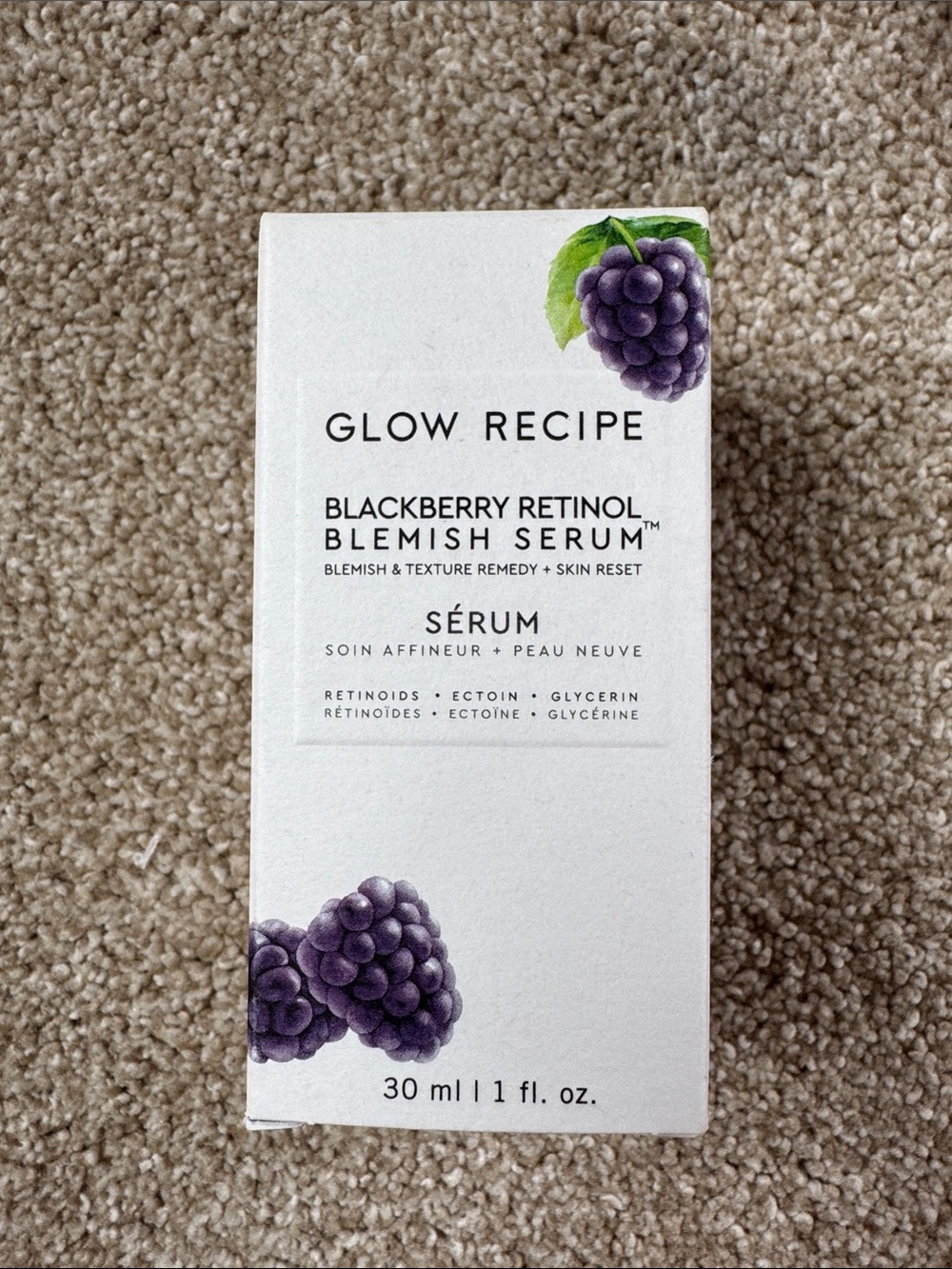 New in Box Glow Recipe Blackberry Retinol Blemish Serum
